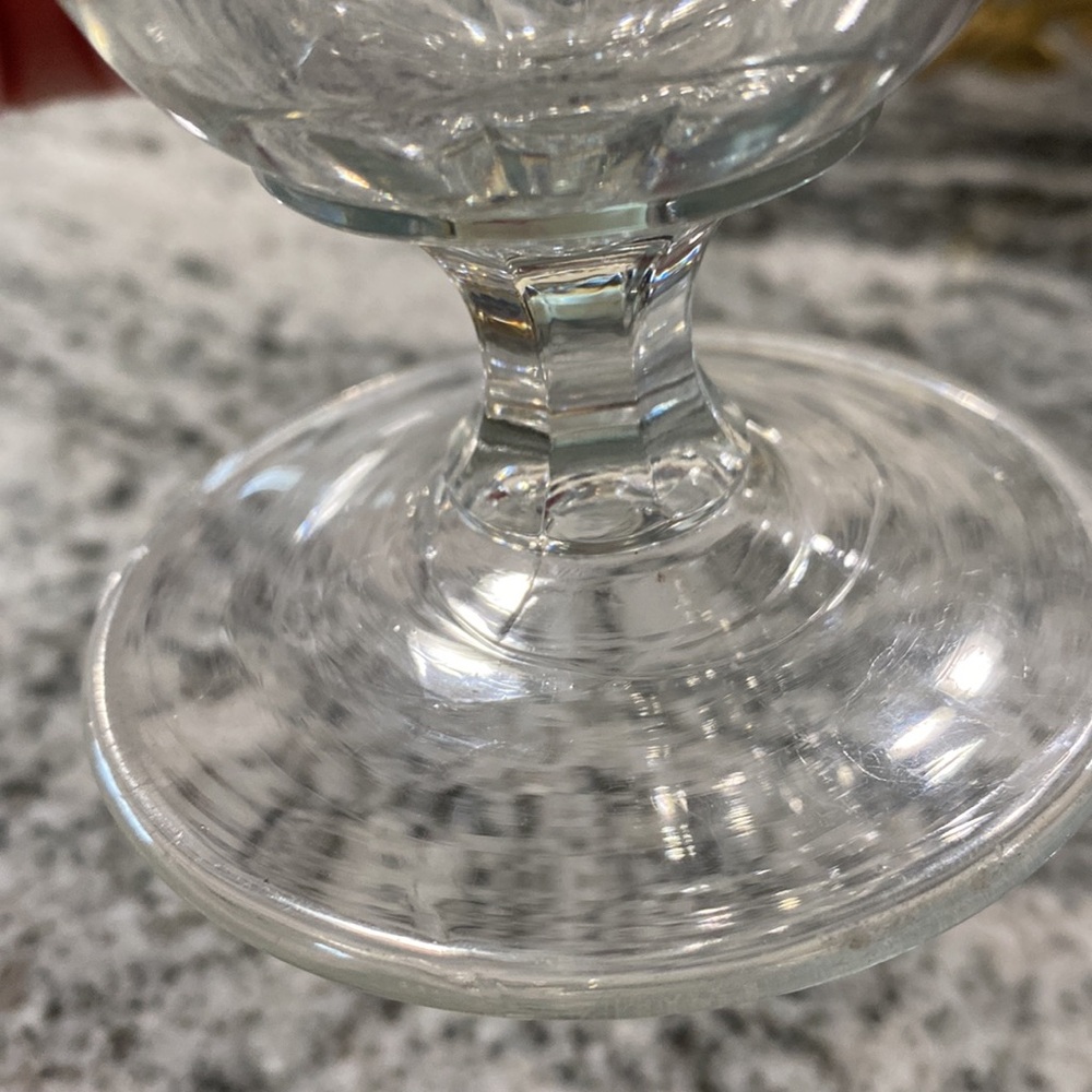 Etched Floral Clear Glass Footed Water Goblet! - Picture 8 of 8